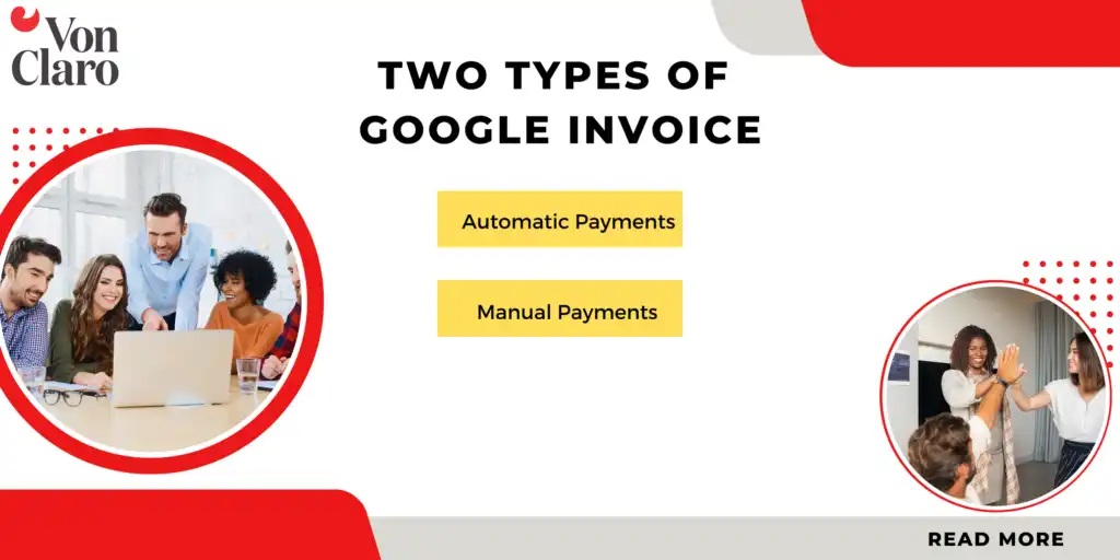 two types of google ads invoice automatic payments and manual payments
