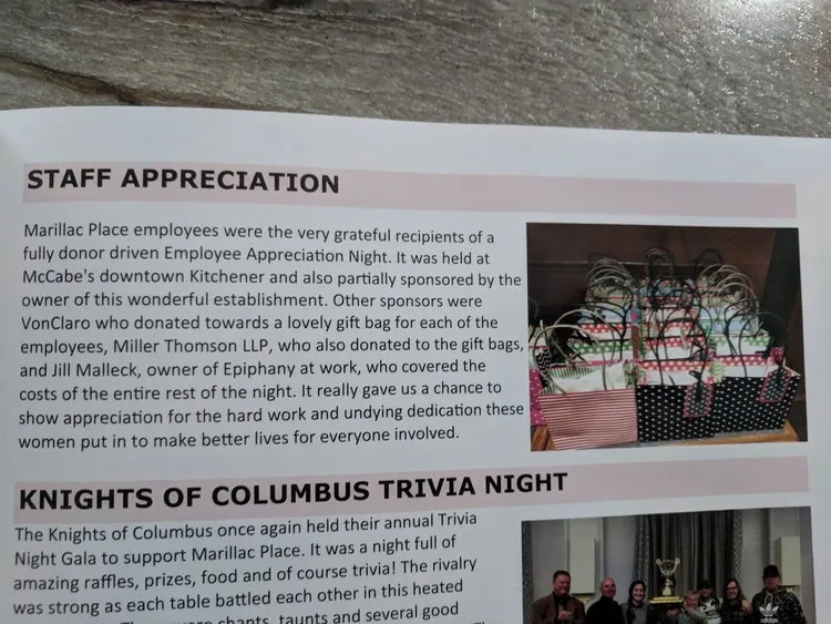 A magazine article about VonClaro employee appreciation night