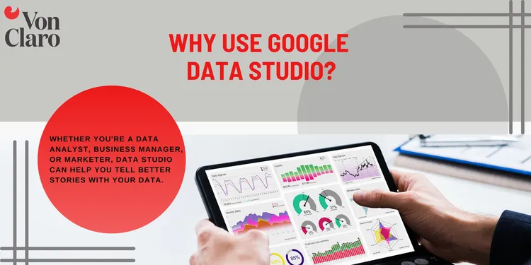 Why use google data studio?  Whether you're a data analyst, business manager, or marketer, data studio can help you tell better stories with your data.