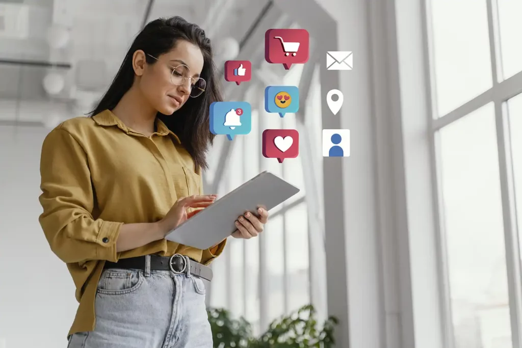 woman checking the status of her effective email marketing campaign