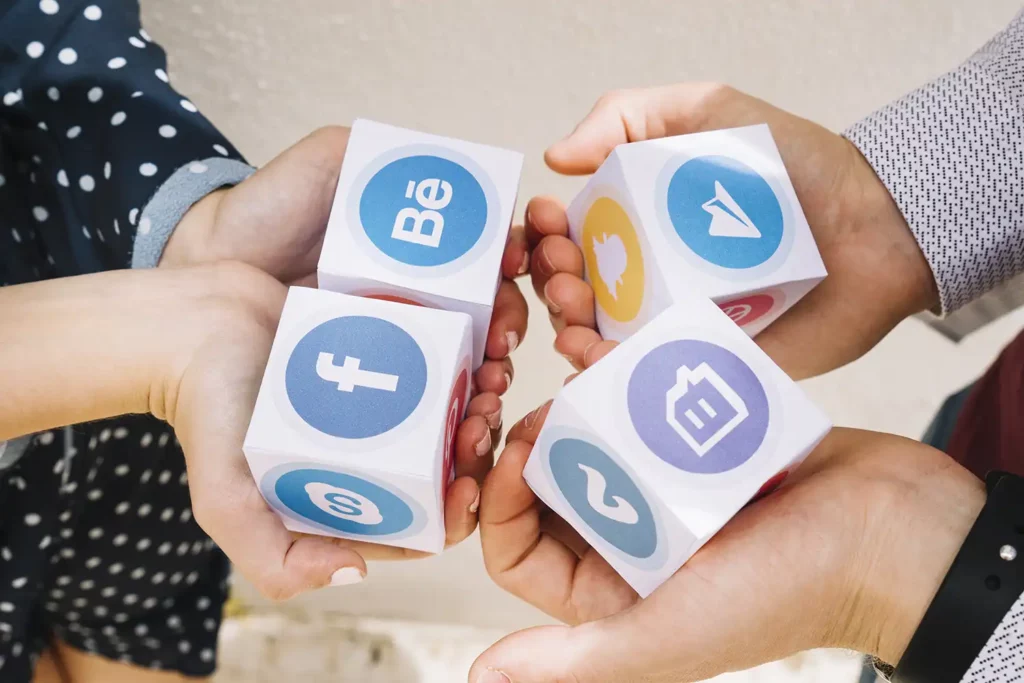 hands holding blocks showing social media targeting and segmentation