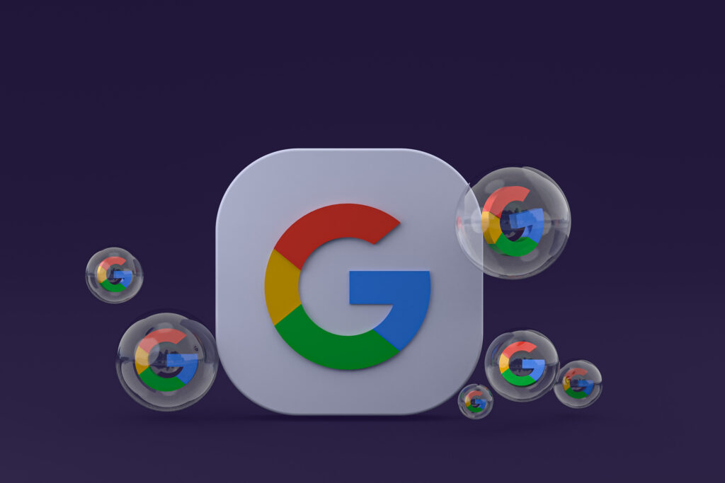 Google icon on screen smartphone or mobile phone 3d render. Google Ad Preview tool.