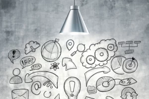 concept illustration showing infographics for seo